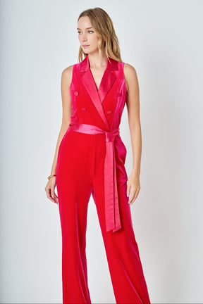 ENDLESS ROSE - Sleeveless Velvet Jumpsuit - JUMPSUITS available at Objectrare