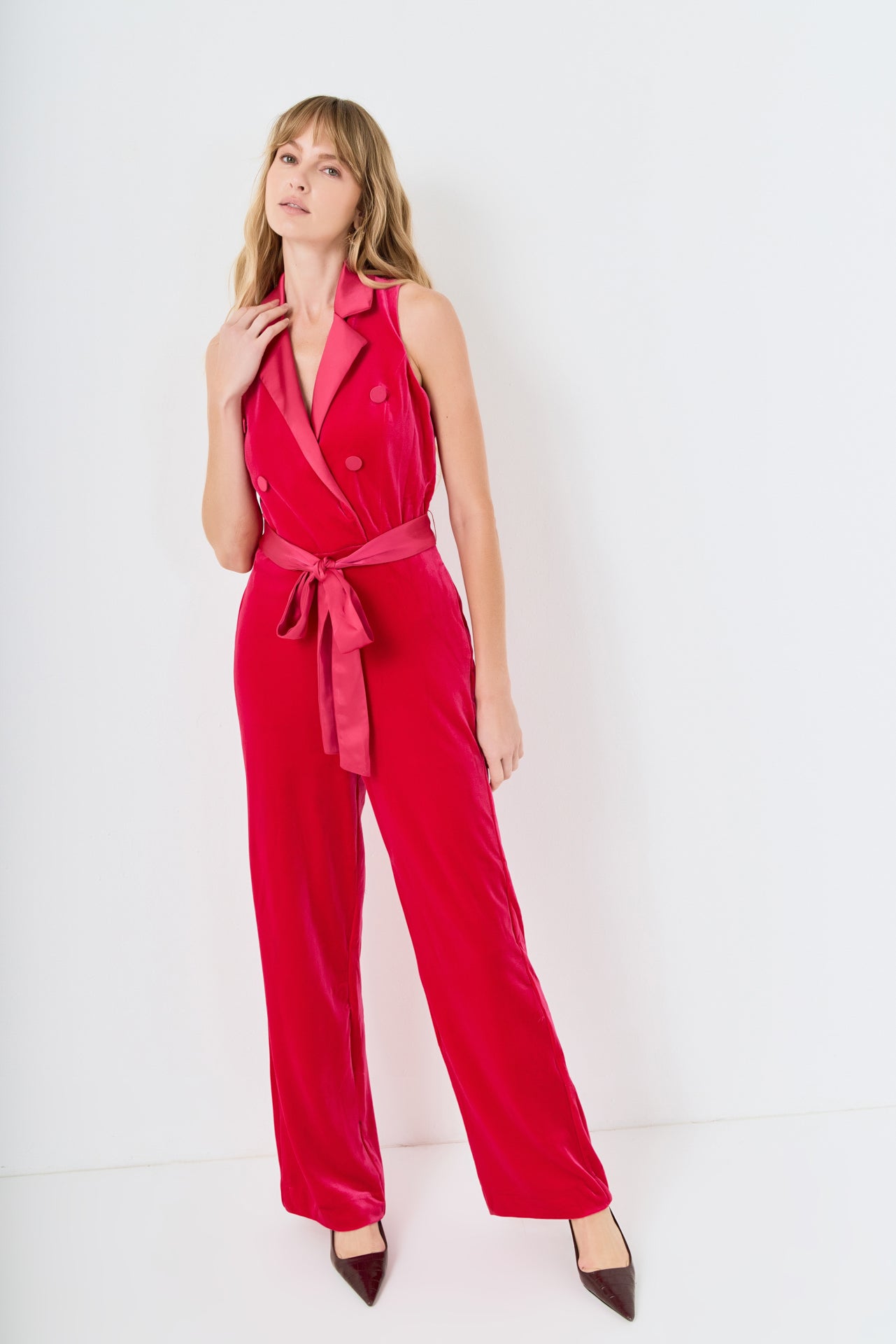 ENDLESS ROSE - Sleeveless Velvet Jumpsuit - JUMPSUITS available at Objectrare