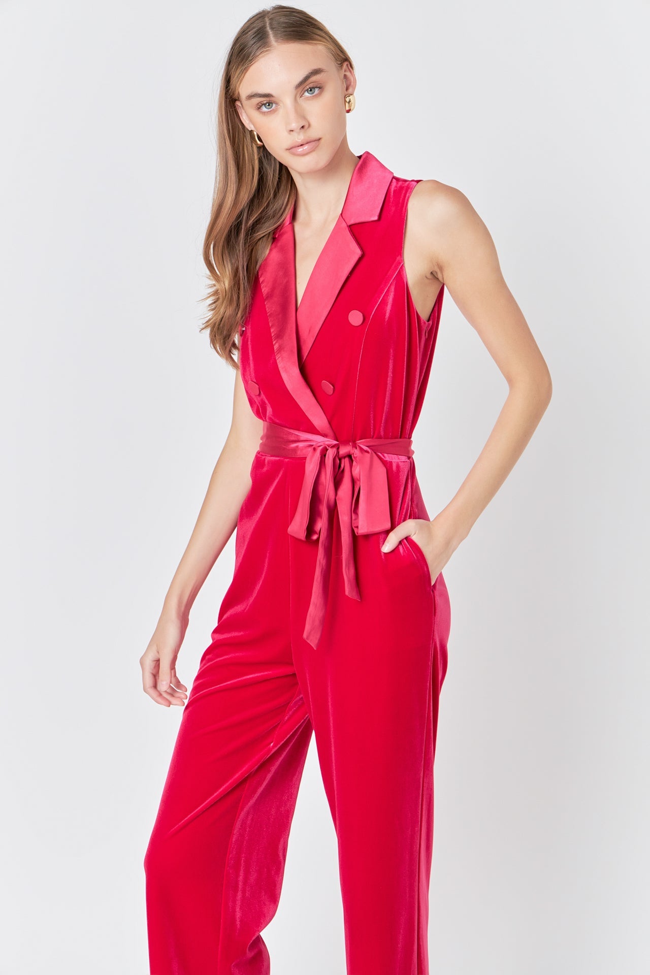 ENDLESS ROSE - Sleeveless Velvet Jumpsuit - JUMPSUITS available at Objectrare