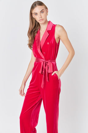 ENDLESS ROSE - Sleeveless Velvet Jumpsuit - JUMPSUITS available at Objectrare