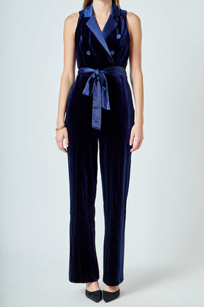ENDLESS ROSE - Sleeveless Velvet Jumpsuit - JUMPSUITS available at Objectrare