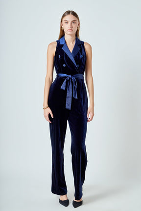 ENDLESS ROSE - Sleeveless Velvet Jumpsuit - JUMPSUITS available at Objectrare