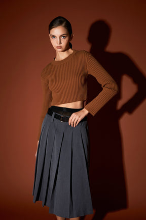 ENGLISH FACTORY - Cropped Ribbed Knit Sweater - SWEATERS & KNITS available at Objectrare