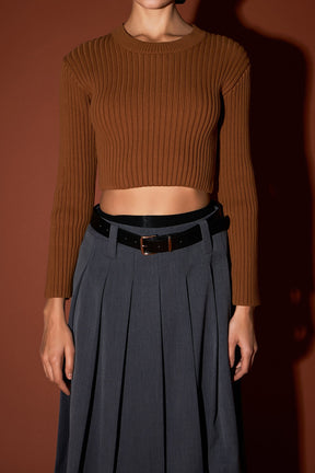 ENGLISH FACTORY - Cropped Ribbed Knit Sweater - SWEATERS & KNITS available at Objectrare