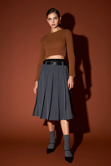 ENGLISH FACTORY - Cropped Ribbed Knit Sweater - SWEATERS & KNITS available at Objectrare