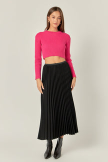 ENGLISH FACTORY - Cropped Ribbed Knit Sweater - SWEATERS & KNITS available at Objectrare