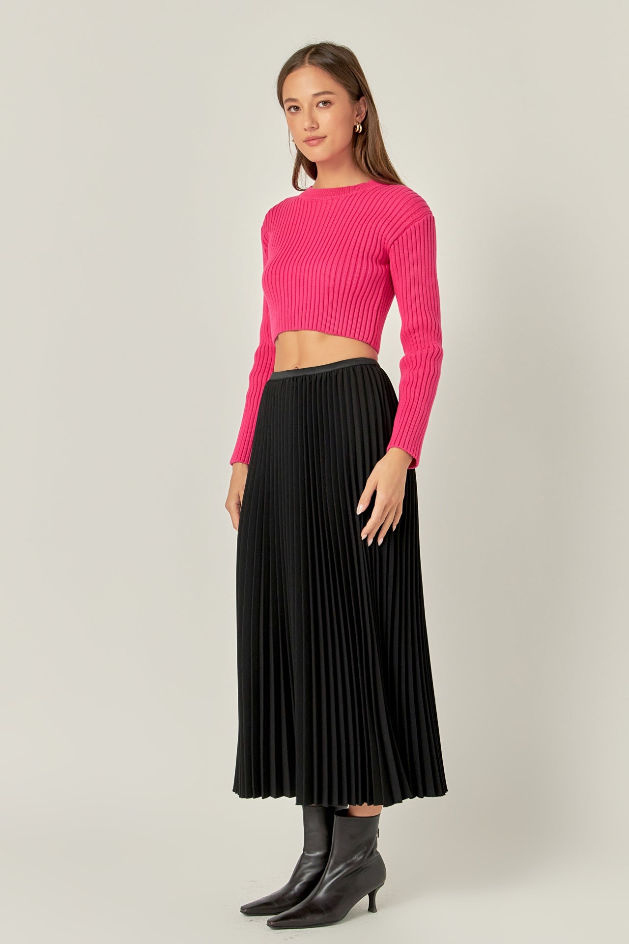 ENGLISH FACTORY - Cropped Ribbed Knit Sweater - SWEATERS & KNITS available at Objectrare