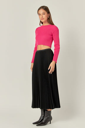 ENGLISH FACTORY - Cropped Ribbed Knit Sweater - SWEATERS & KNITS available at Objectrare
