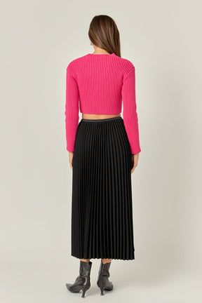 ENGLISH FACTORY - Cropped Ribbed Knit Sweater - SWEATERS & KNITS available at Objectrare