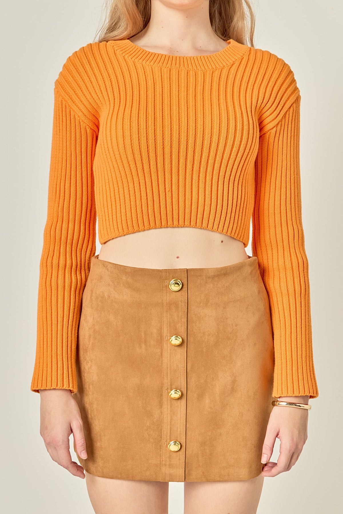 ENGLISH FACTORY - Cropped Ribbed Knit Sweater - SWEATERS & KNITS available at Objectrare