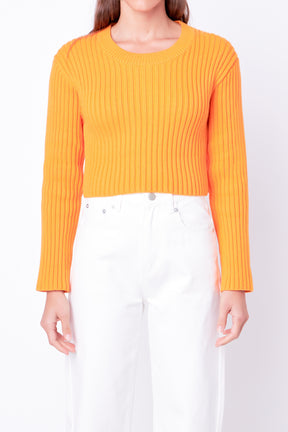 ENGLISH FACTORY - Cropped Ribbed Knit Sweater - SWEATERS & KNITS available at Objectrare
