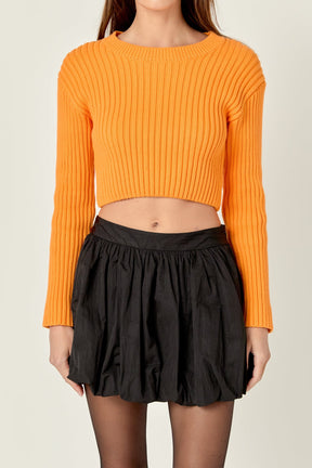 ENGLISH FACTORY - Cropped Ribbed Knit Sweater - SWEATERS & KNITS available at Objectrare