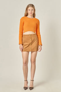 ENGLISH FACTORY - Cropped Ribbed Knit Sweater - SWEATERS & KNITS available at Objectrare