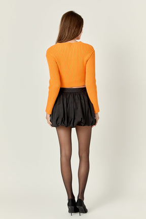 ENGLISH FACTORY - Cropped Ribbed Knit Sweater - SWEATERS & KNITS available at Objectrare