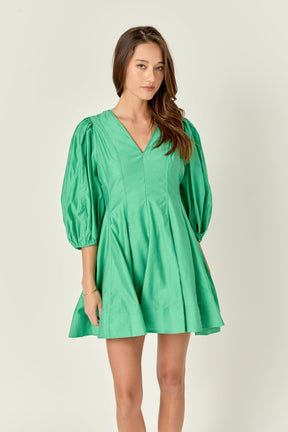 ENGLISH FACTORY - English Factory - Puff Sleeve Flare Mini Dress - DRESSES available at Objectrare