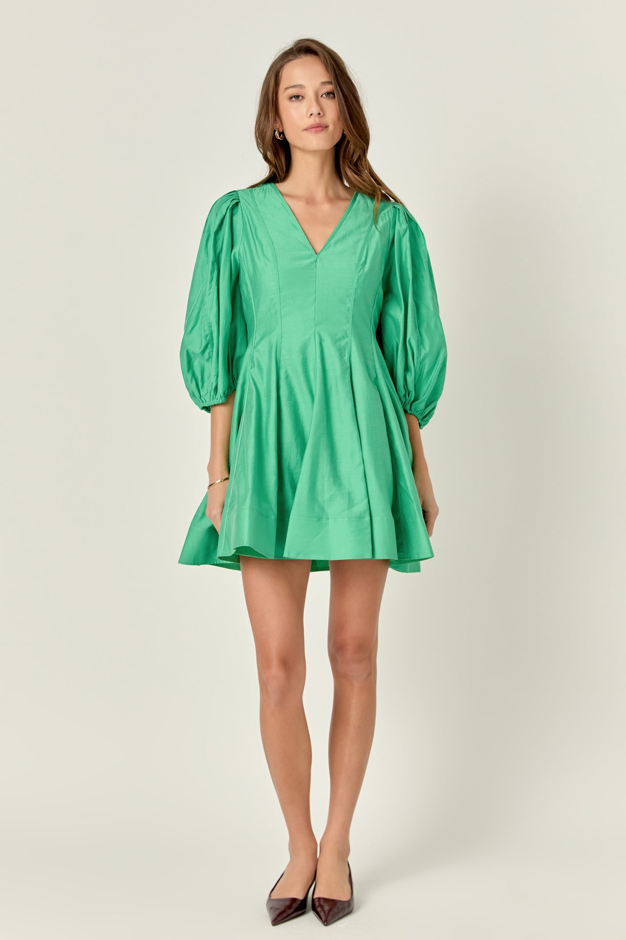 ENGLISH FACTORY - English Factory - Puff Sleeve Flare Mini Dress - DRESSES available at Objectrare