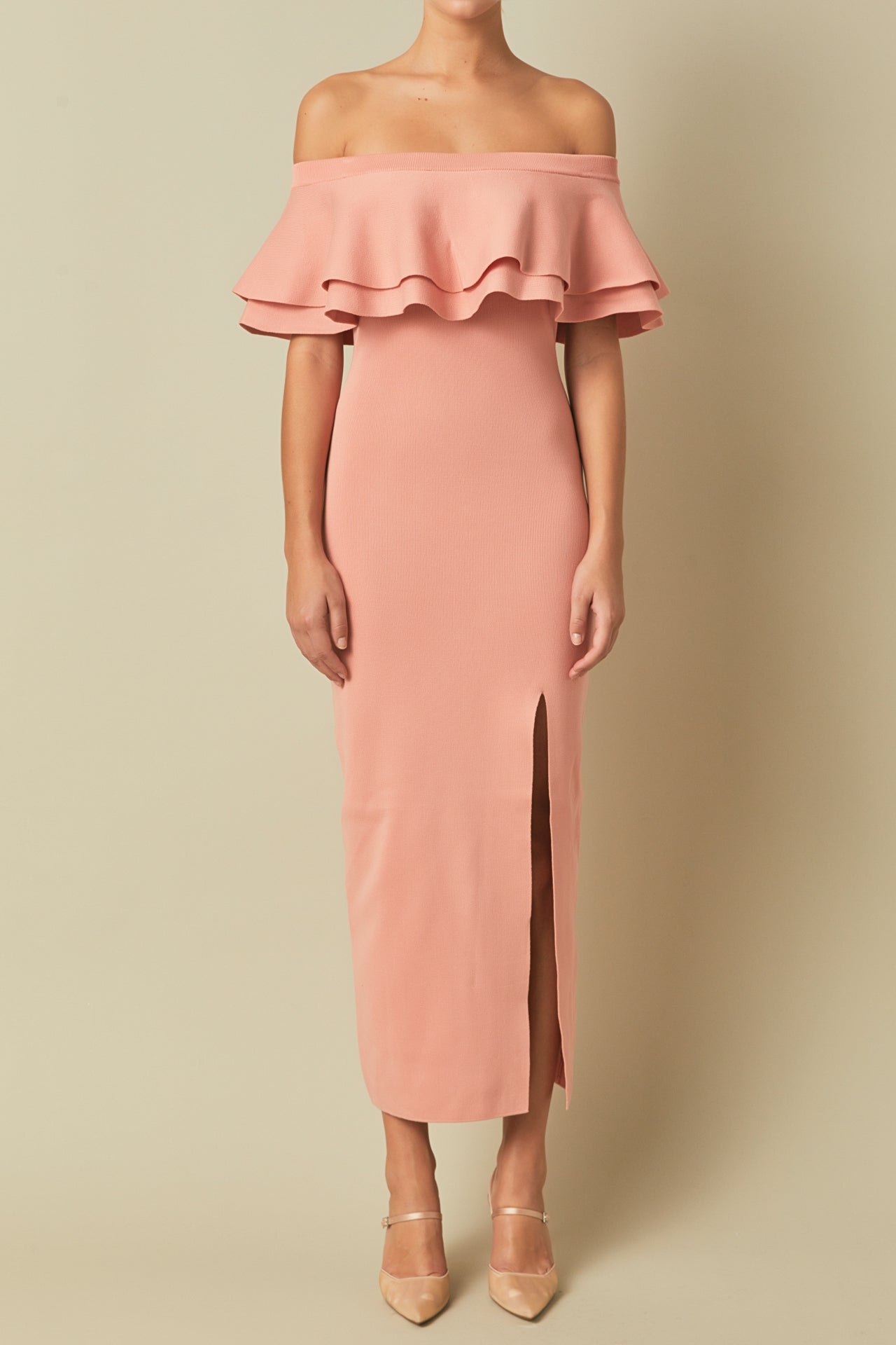 ENDLESS ROSE - Endless Rose - Off the Shoulder Ruffle Maxi Dress - DRESSES available at Objectrare