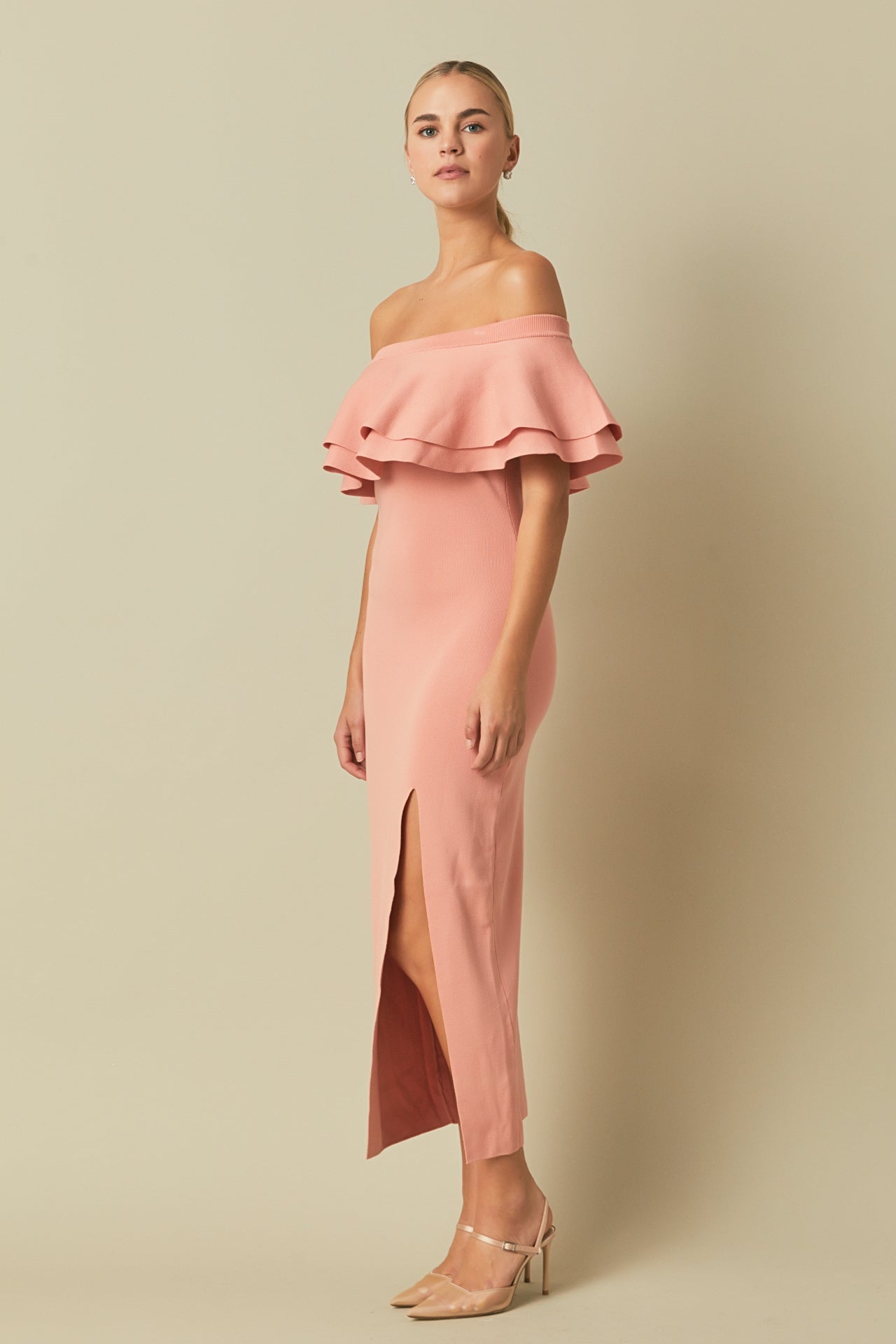 ENDLESS ROSE - Endless Rose - Off the Shoulder Ruffle Maxi Dress - DRESSES available at Objectrare