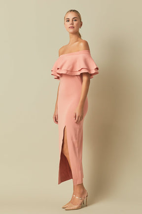 ENDLESS ROSE - Endless Rose - Off the Shoulder Ruffle Maxi Dress - DRESSES available at Objectrare