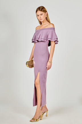 ENDLESS ROSE - Off the Shoulder Ruffle Maxi Dress - DRESSES available at Objectrare