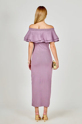 ENDLESS ROSE - Off the Shoulder Ruffle Maxi Dress - DRESSES available at Objectrare