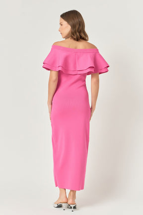 ENDLESS ROSE - Off the Shoulder Ruffle Maxi Dress - DRESSES available at Objectrare