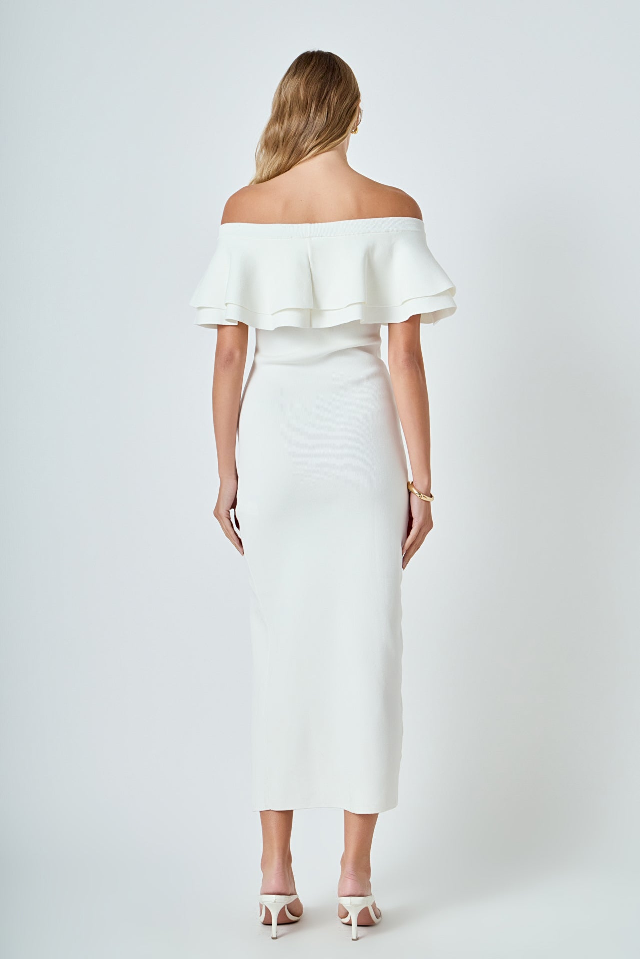 ENDLESS ROSE - Off the Shoulder Ruffle Maxi Dress - DRESSES available at Objectrare