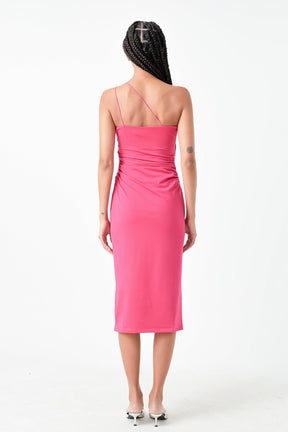 GREY LAB - Asymmetrical Strap Shirred Knit Dress - DRESSES available at Objectrare