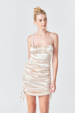 GREY LAB - Satin Ruched Mini Dress - DRESSES available at Objectrare