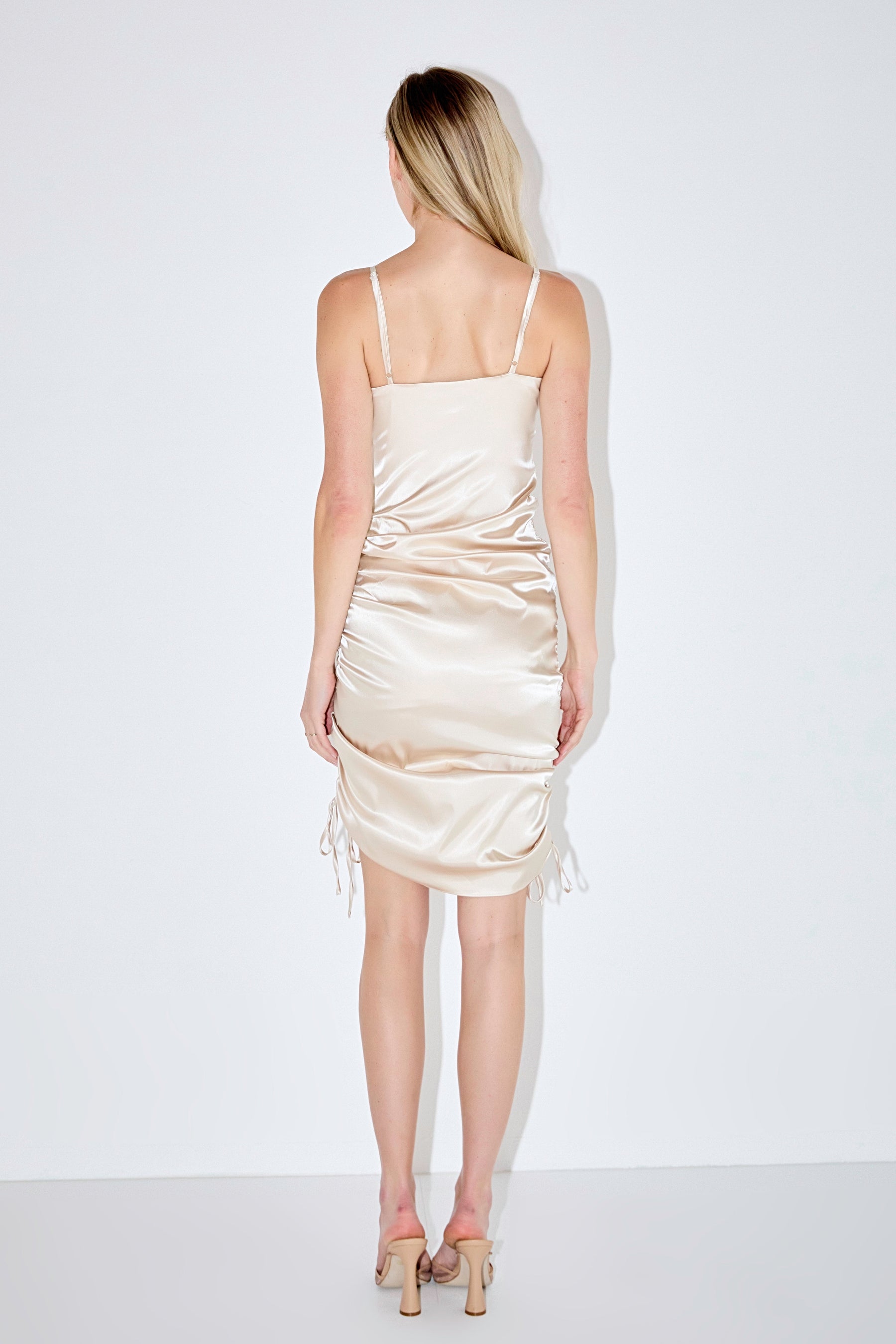 GREY LAB - Satin Ruched Mini Dress - DRESSES available at Objectrare