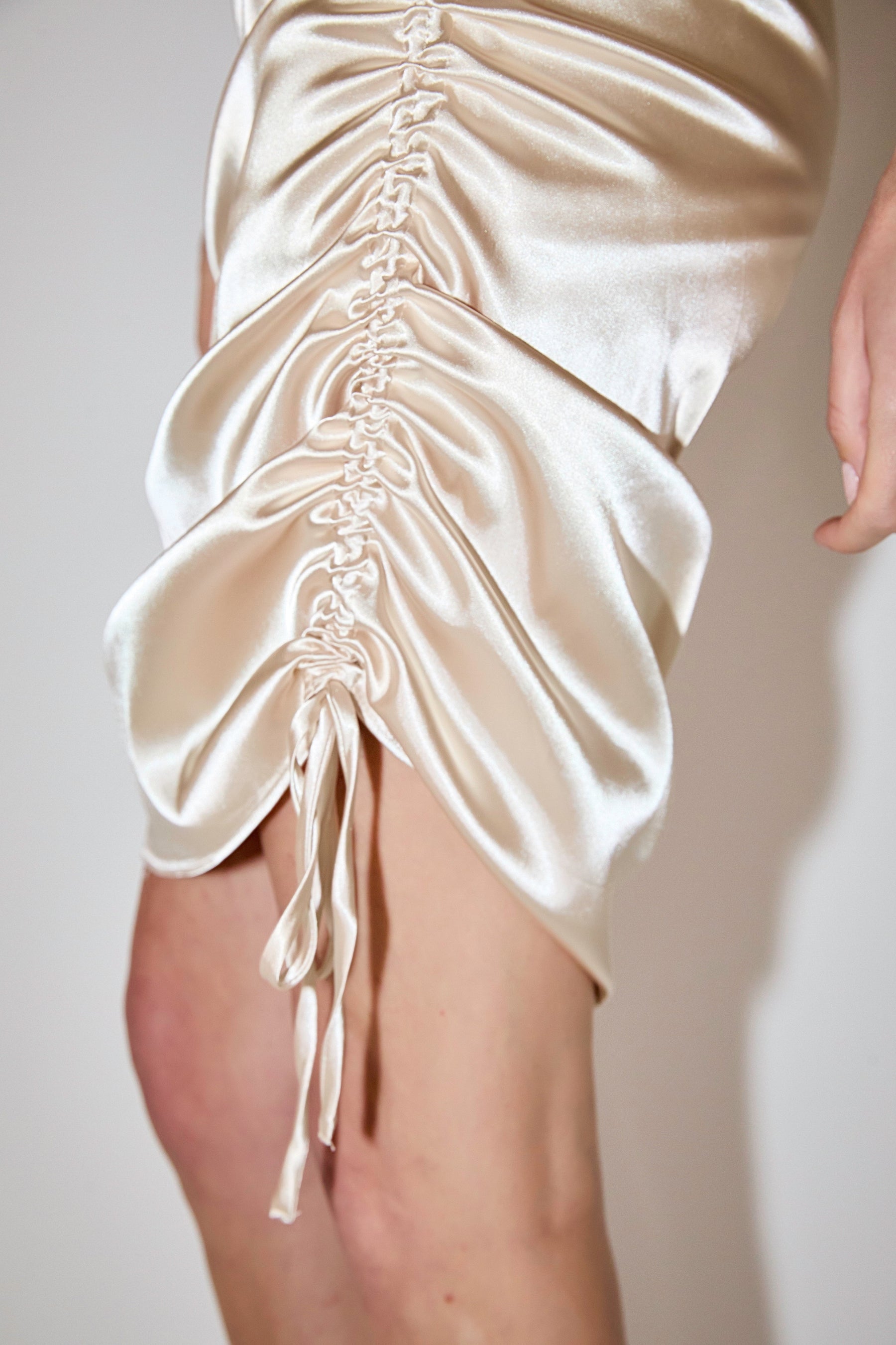 GREY LAB - Satin Ruched Mini Dress - DRESSES available at Objectrare
