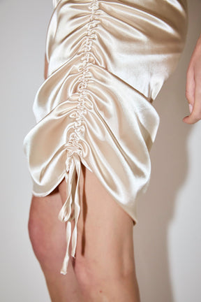 GREY LAB - Satin Ruched Mini Dress - DRESSES available at Objectrare