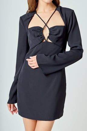 ENDLESS ROSE - Crossover Straps Fitted Mini Dress - DRESSES available at Objectrare
