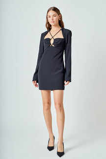 ENDLESS ROSE - Crossover Straps Fitted Mini Dress - DRESSES available at Objectrare