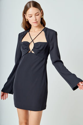 ENDLESS ROSE - Crossover Straps Fitted Mini Dress - DRESSES available at Objectrare