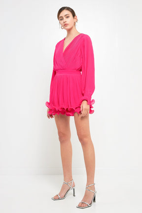 ENDLESS ROSE - Pleated Long-Sleeve Romper - ROMPERS available at Objectrare