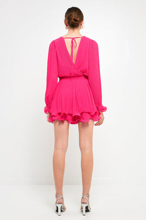 ENDLESS ROSE - Pleated Long-Sleeve Romper - ROMPERS available at Objectrare