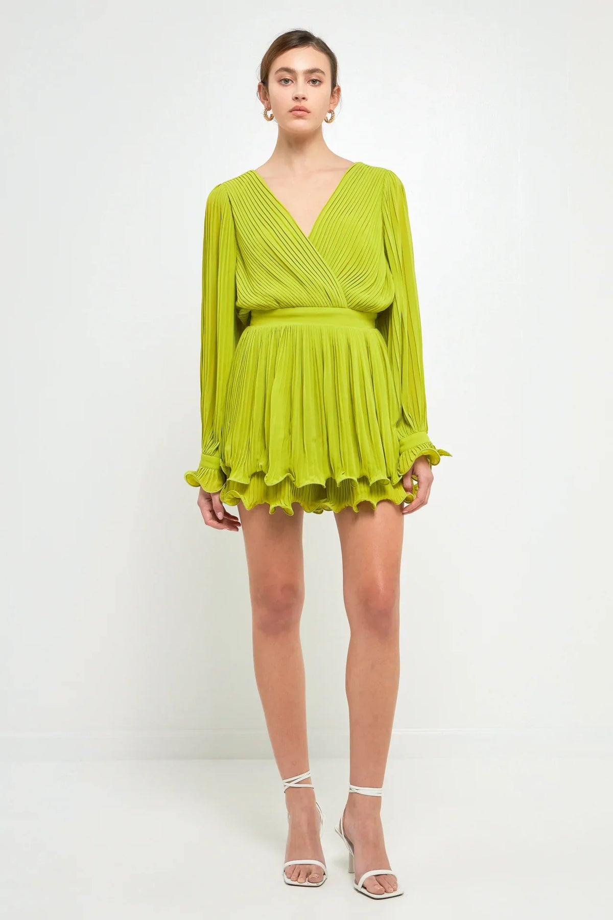 ENDLESS ROSE - Pleated Long-Sleeve Romper - ROMPERS available at Objectrare