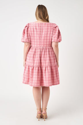 ENGLISH FACTORY - Plus Size Tweed Babydoll Dress - DRESSES available at Objectrare