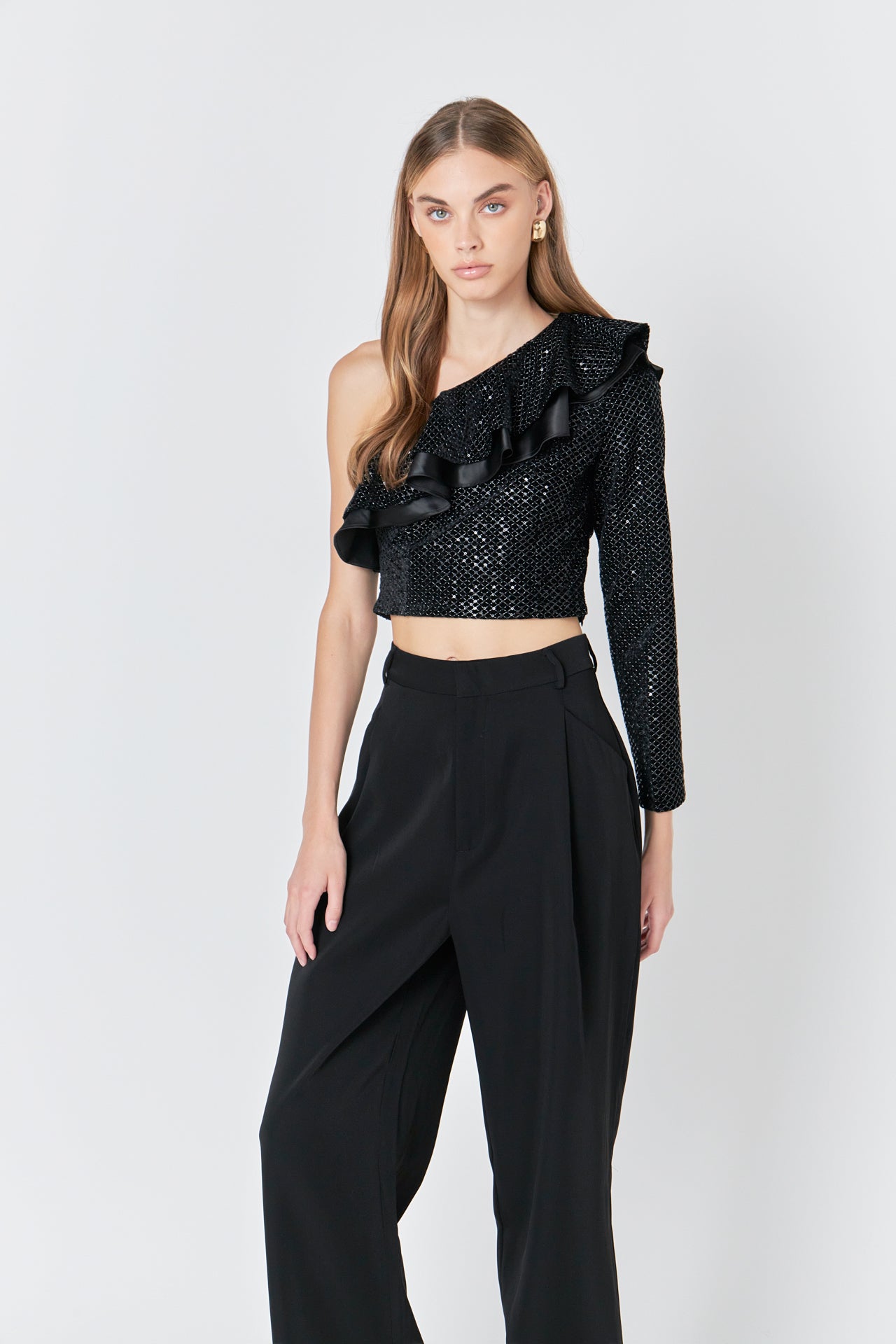 ENDLESS ROSE - One Shoulder Sequin Top - TOPS available at Objectrare