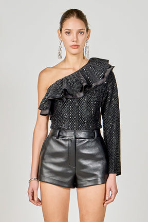 ENDLESS ROSE - One Shoulder Sequin Top - TOPS available at Objectrare