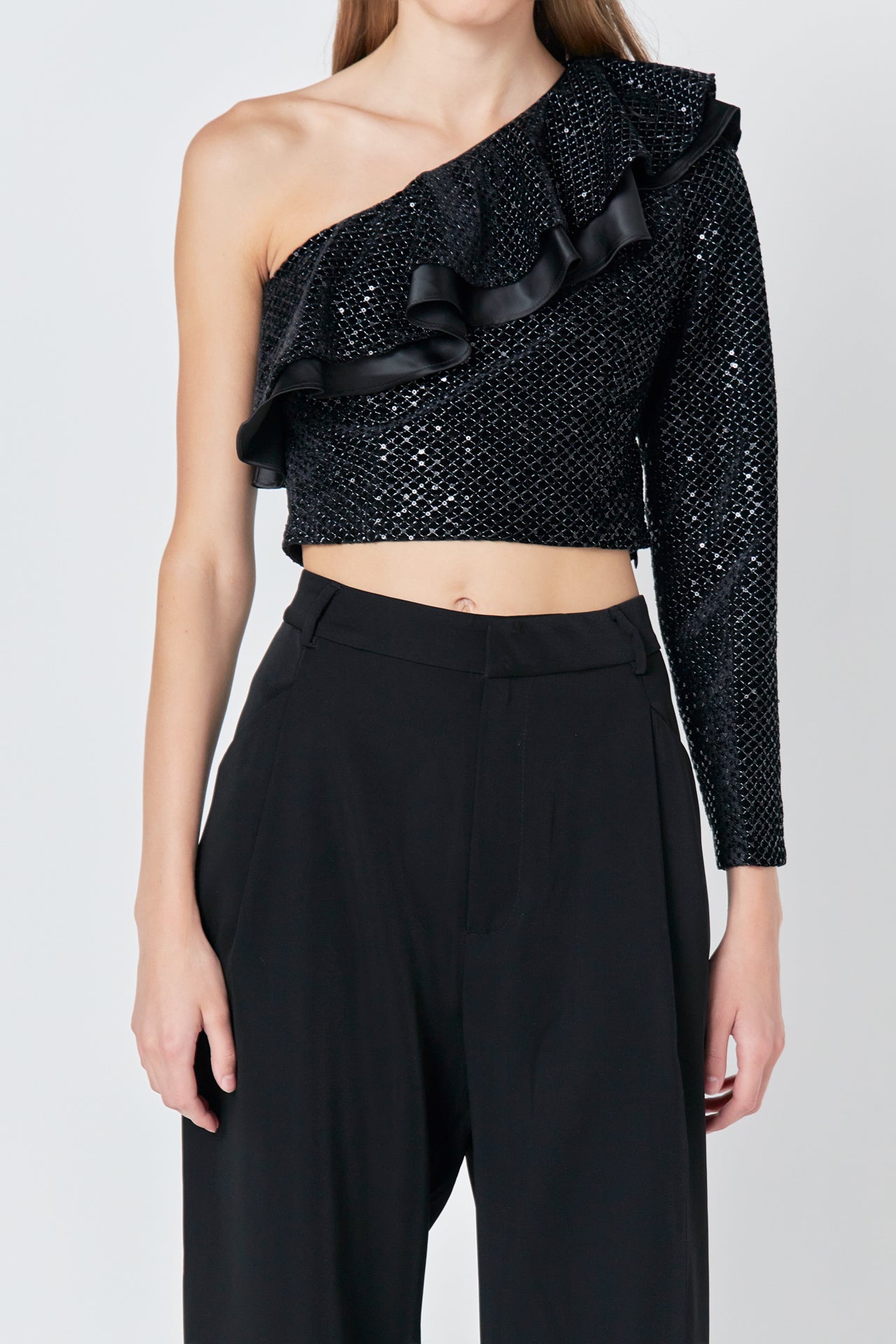 ENDLESS ROSE - One Shoulder Sequin Top - TOPS available at Objectrare