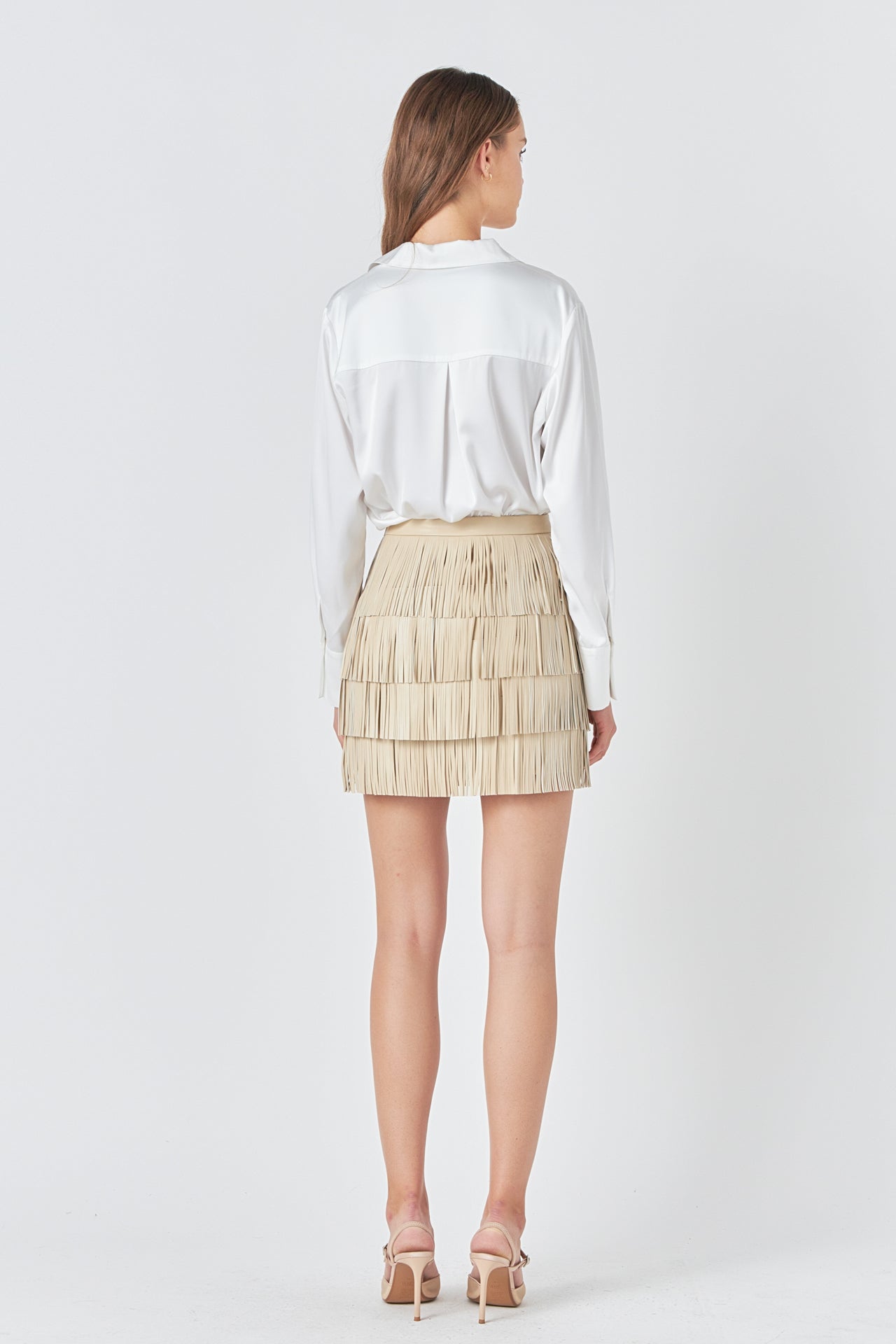 ENDLESS ROSE - Faux Leather Fringe Mini Skirt - SKIRTS available at Objectrare