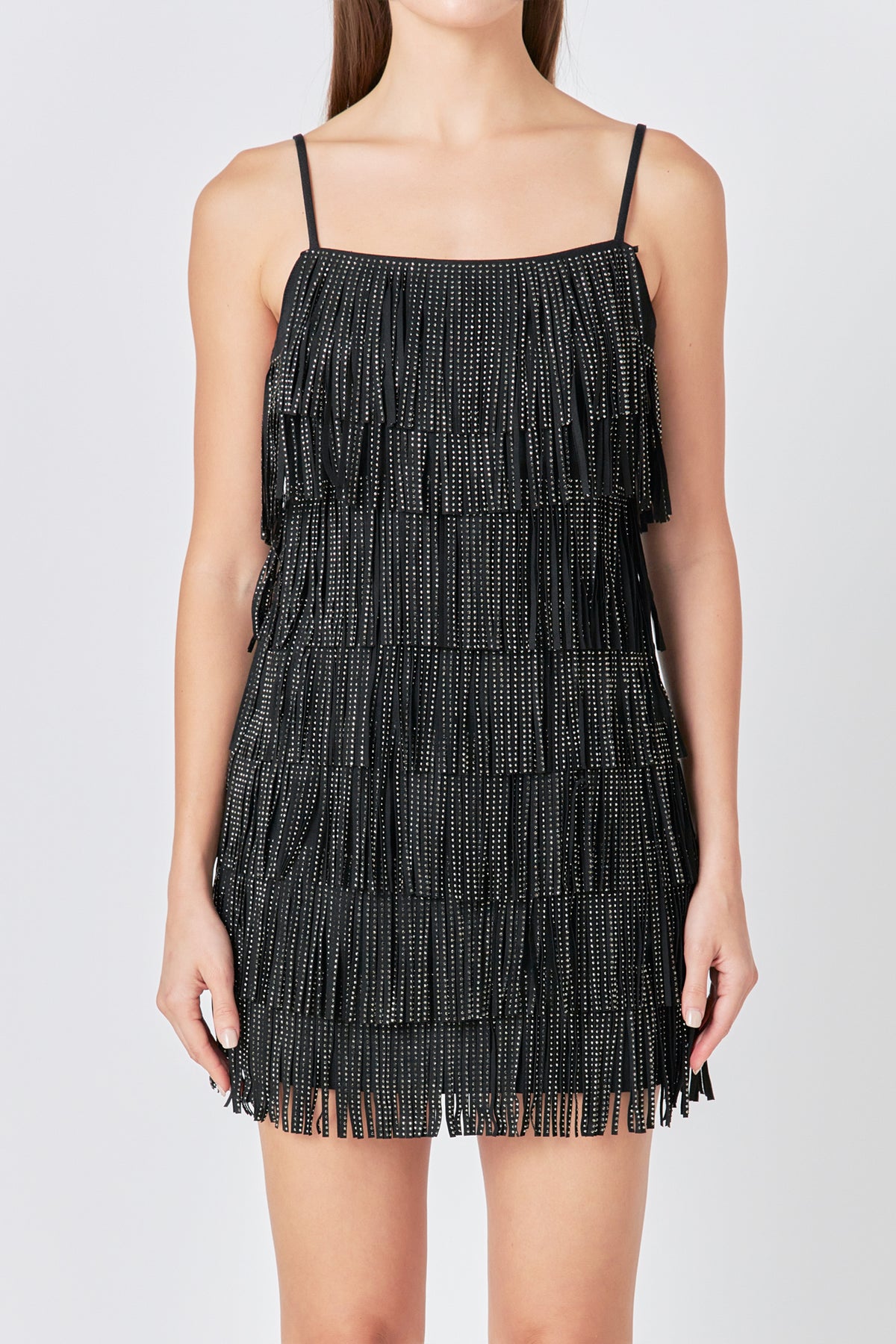 ENDLESS ROSE - Embellished Suede Fringe Mini Dress - DRESSES available at Objectrare