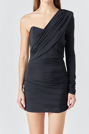 ENDLESS ROSE - One-Sleeve Mini Dress - DRESSES available at Objectrare