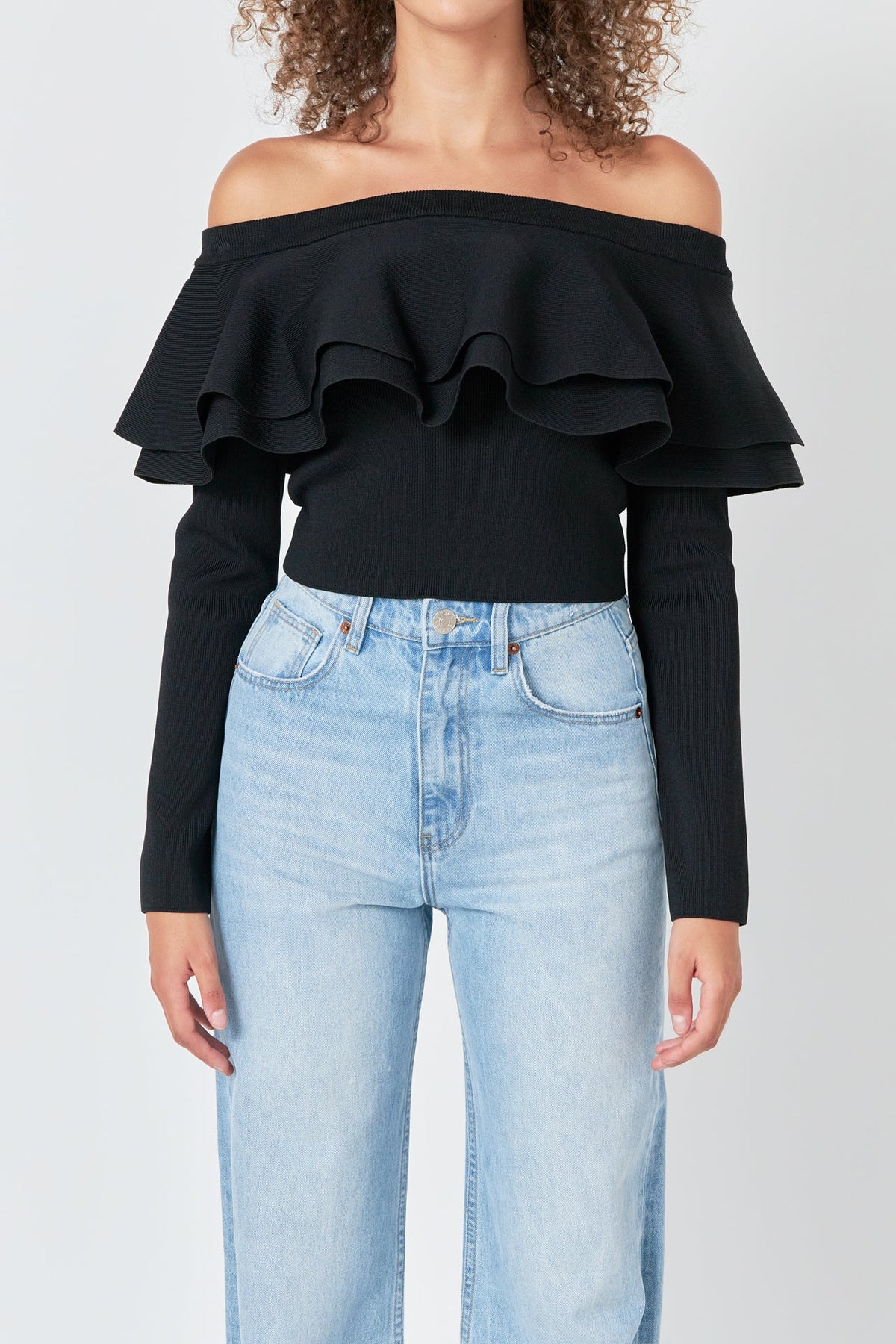 ENDLESS ROSE - Off-The-Shoulder Knit Top - TOPS available at Objectrare