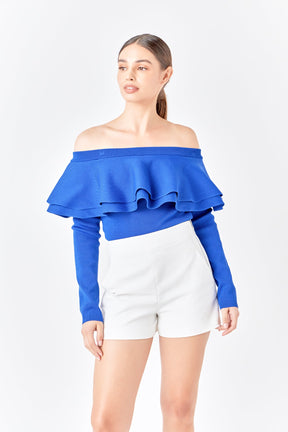 ENDLESS ROSE - Off-The-Shoulder Knit Top - TOPS available at Objectrare