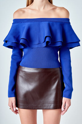 ENDLESS ROSE - Off-The-Shoulder Knit Top - TOPS available at Objectrare