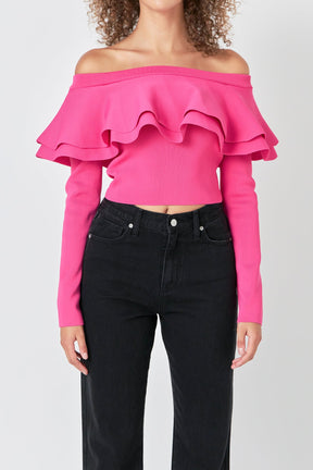 ENDLESS ROSE - Off-The-Shoulder Knit Top - TOPS available at Objectrare