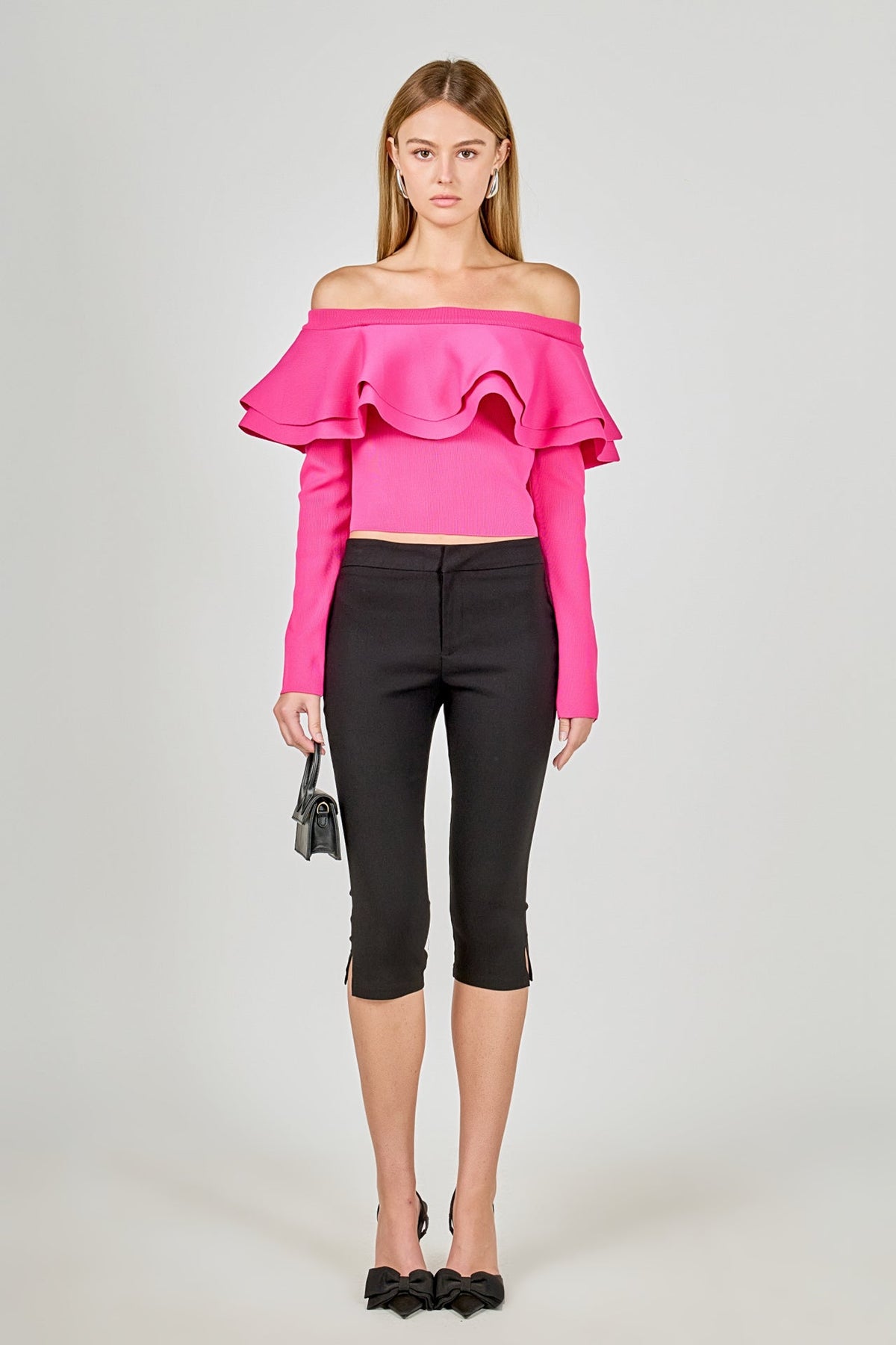 ENDLESS ROSE - Off-The-Shoulder Knit Top - TOPS available at Objectrare